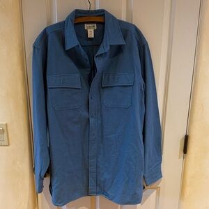 LL Bean Men's Blue Chamois Shirt Jacket size Large 100% cotton
